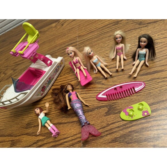 2009 Mattel Polly Pocket Tropical Splash Adventure Boat on Wheels, 6 Dolls - Picture 3 of 7